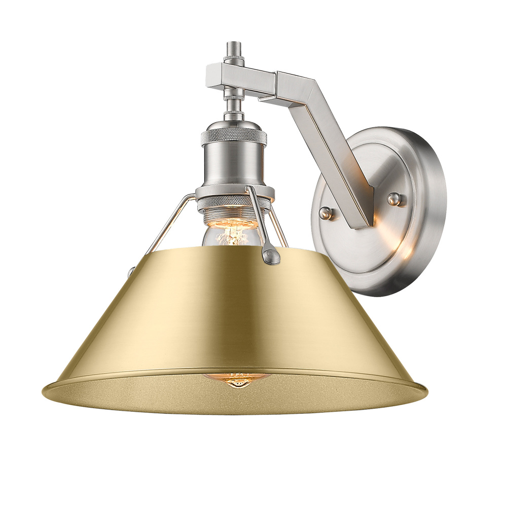 Yep by Golden Lighting Orwell 1-light Wall Sconce in Pewter and Brushed Champagne Brass shade